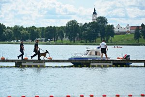 Szkolenie psów służbowych z łodzią służbową