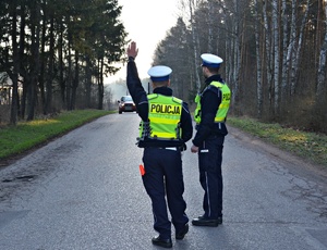 Policjant zatrzymuje pojazd do kontroli