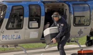Policjacni podczas transportu organu
