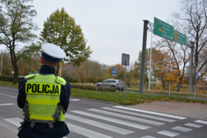 Policjant przy przejściu dla pieszych