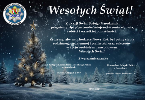 kartka świąteczna z życzeniami od Komendantów