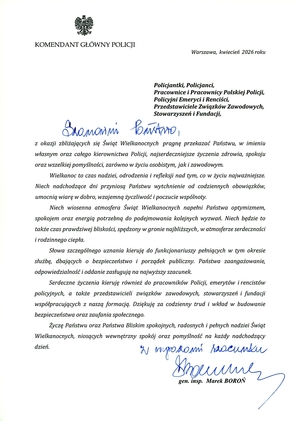 Życzenia Komendanta Głównego Policji
